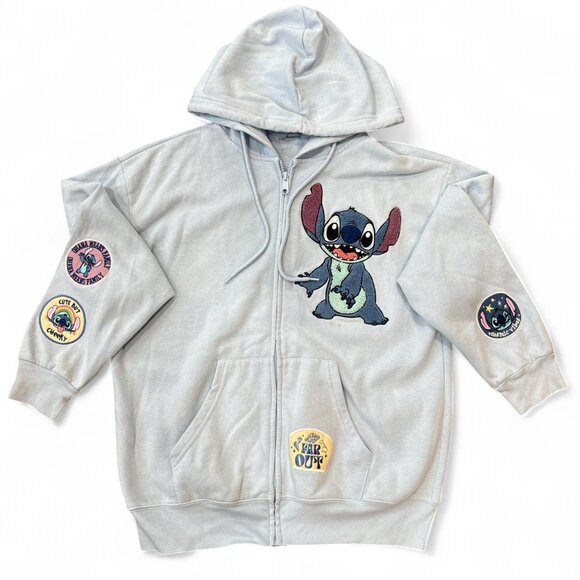 Light Blue Stitch Zip Up Hoodie - Picture 1 of 7